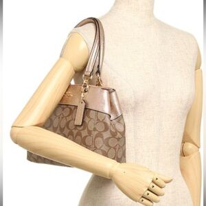 BNWT Coach Mini Brooke Carryall In Signature Canvas Khaki / Rose Gold # F39521